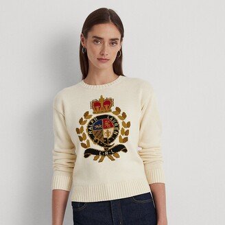 Ralph Lauren Intarsia-Knit Crest Cotton-Blend Sweater