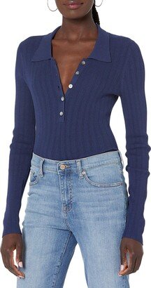 Women's Dara Slim-Fitted Variegated Rib Polo Sweater