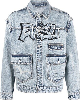 Graffiti Logo-Embroidered Denim Jacket