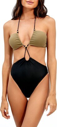 Beaded Cutout One-Piece Swimsuit