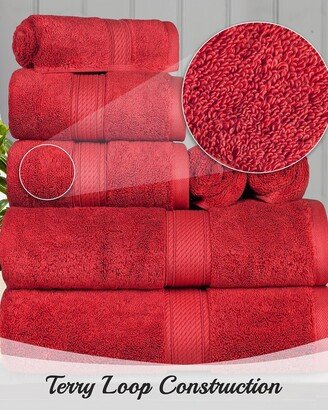 Highly Absorbent 8Pc Ultra Plush Solid Egyptian Cotton Towel Set-AB