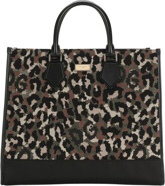 Large camouflage jacquard shopper