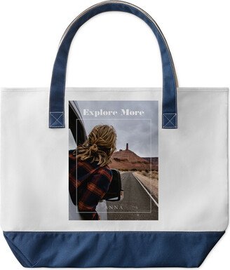 Large Tote Bags: Explore More Large Tote, Navy, Photo Personalization, Large Tote, White