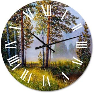 Designart 'Subtle Evening Light Through The Trees III' Lake House wall clock