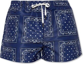 Paisley Printed Drawstring Swim Shorts-AC