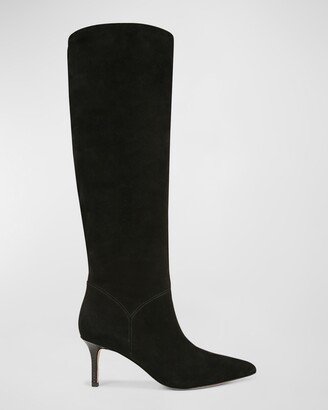 Lexington Wide Calf Suede Stiletto Knee Boots