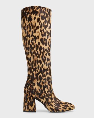 Leopard Block-Heel Knee Boots-AA