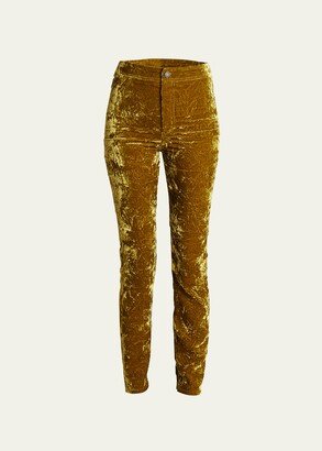 Crushed Velvet Skinny-Leg Pants