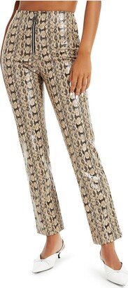 Womens Animal Print Straight Leg Straight Leg Pants