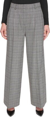 Petite Plaid Wide-Leg Pants, Created for Macy's - Black/White