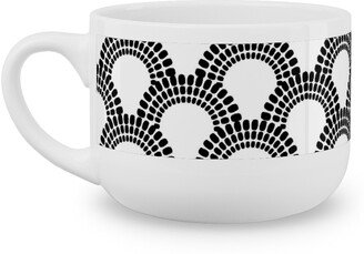 Mugs: Scallops - Black And White Latte Mug, White, 25Oz, Black