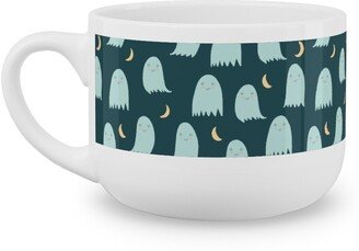 Mugs: Cute Halloween Ghosts Latte Mug, White, 25Oz, Green