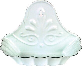 Storied Home White Enameled Metal Soap Dish, Hangs or Sits