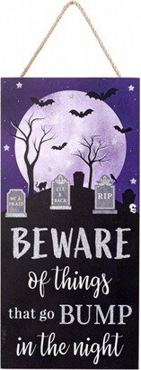 Halloween Sign, Beware Graveyard Wreath Sign