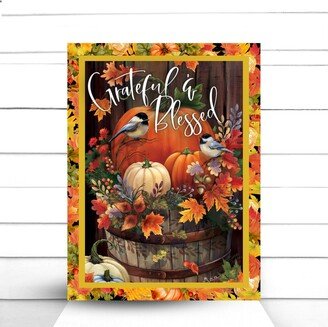 Wreath Sign, Grateful & Blessed Fall Harvest Pumpkin Sugar Pepper Designs, Door Decor, Sign For