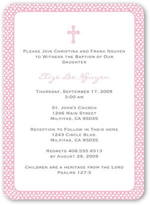 Baptism Invitations: Pink Sprinkles Baptism Invitation, Pink, Standard Smooth Cardstock, Rounded