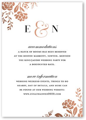 Enclosure Cards: Illuminated Bough Wedding Enclosure Card, White, Rose Gold Foil, Matte, Signature Smooth Cardstock, Square