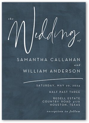 Wedding Invitations: Textured Times Wedding Invitation, Blue, 5X7, Matte, Signature Smooth Cardstock, Square