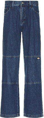 Loose Fit Double Knee Denim Jean in Blue