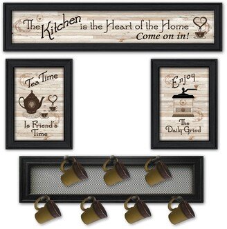 Kitchen Collection Iv 4-Piece Vignette with 7-Peg Mug Rack by Millwork Engineering, Black Frame, 32