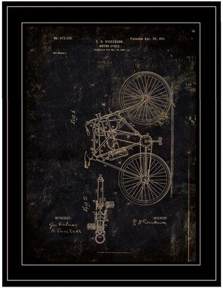 Motor Bike Patent by Cloverfield Co, Ready to hang Framed Print, Black Frame, 15