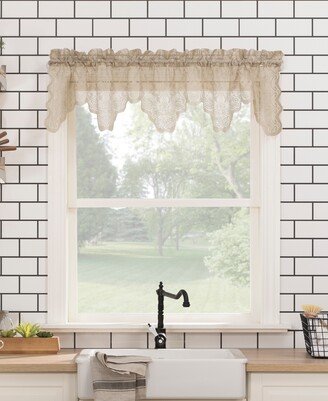 No. 918 Alison Floral Lace Rod Pocket Kitchen Curtain Valance, 58