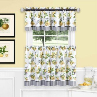 Kate Aurora Country Lemons Complete Cafe Style Kitchen Curtain Tier & Valance Set