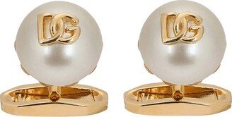 Cufflinks with pearl and logo
