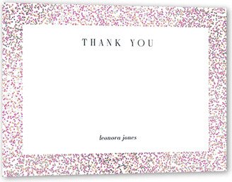 Thank You Cards: Filigree Frame Thank You Card, Purple, Silver Foil, 5X7, Luxe Double-Thick Cardstock, Square