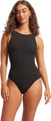 Sea Dive High Neck One-Piece (Black) Women's Swimsuits One Piece