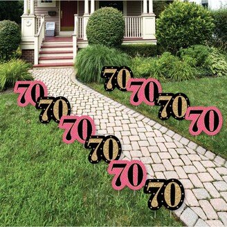 Big Dot Of Happiness Chic 70th Birthday Black Gold Lawn Decor - Outdoor Party Yard Decor 10 Pc