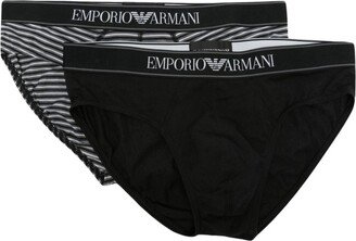 Logo-Waistband Striped Briefs (Pack Of Two)