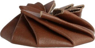 CTM Leather Squeeze Coin Change Pouch, Brown