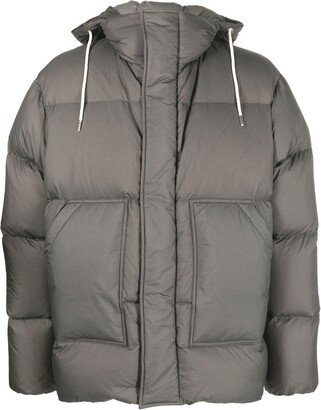 There Was One Logo-Print Hooded Puffer Jacket