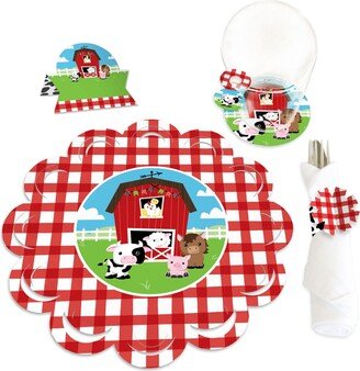 Big Dot Of Happiness Farm Animals Shower & Birthday Paper Charger & Table Decor Chargerific Kit for 8