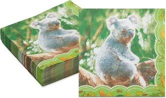 Sparkle and Bash 150 Pack Koala Paper Disposable Napkin Napkins for Kid's Animal Birthday Party Supplies, 6.5