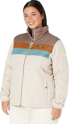 Plus Size Mountain Classic Puffer Jacket Color-Block (Taupe Brown/Gray Birch) Women's Coat