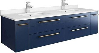 Lucera 60 Wall Mounted Double Basin Vanity Set with Cabinet