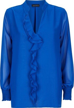 James Lakeland Chiffon Ruffle Blouse - Blue