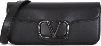 VLogo Plaque Foldover Top Shoulder Bag