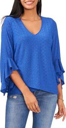 Bell Sleeve Eyelet Blouse