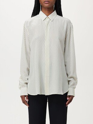 shirt in silk with polka dot pattern