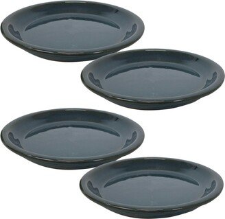 Sunnydaze Decor 9 in Ceramic Flower Pot/Plant Saucer - Dark Green - Set of 4