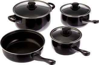 Home Chef Du Jour 7 Piece Carbon Steel Nonstick Cookware Set in Black