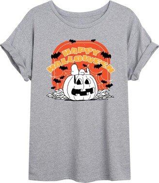 HYBRID APPAREL - Peanuts - Retro Halloween - Juniors Ideal Flowy Muscle T-Shirt - Size 2 X-Large Heather Grey