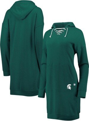 Women's Touch Green Michigan State Spartans Quick Pass Lace-Up V-Neck Hoodie Dress