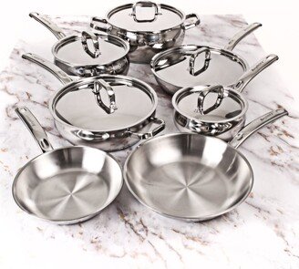 Essentials Belly Shape 12 Piece 18/10 Stainless Steel Cookware Set With SS Lids