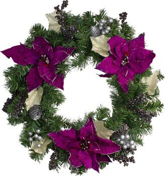 Northlight Unlit Poinsettia and Pine Cone Artificial Christmas Wreath