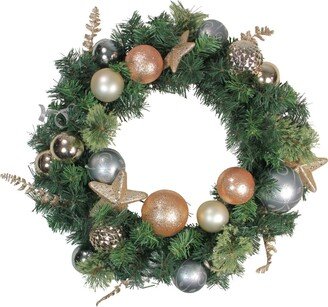 Northlight Rose Gold and Silver Pine Artificial Christmas Wreath - 24-Inch Unlit