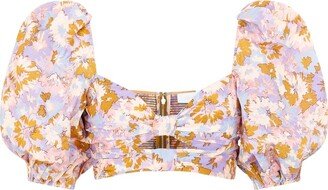 Allover Floral Printed Cropped Top